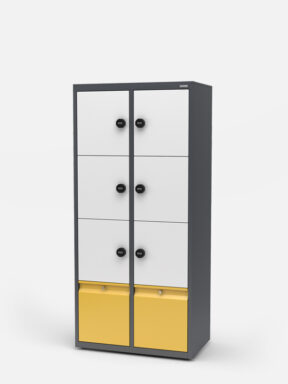 8 Door Freestor Accent Office Lockers with Bottom Drawers
