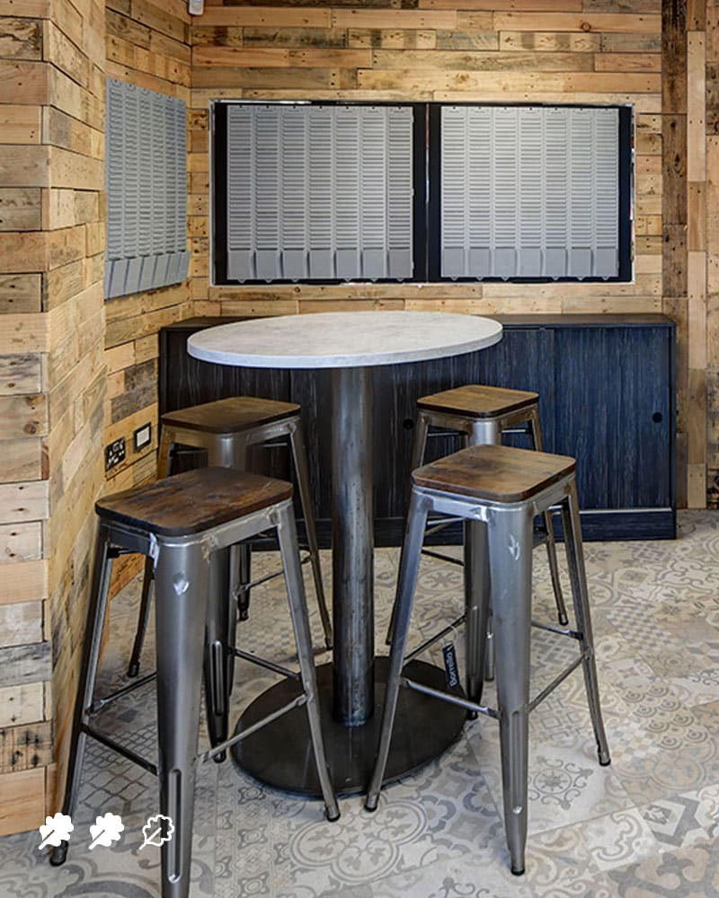Industrial cafe tables