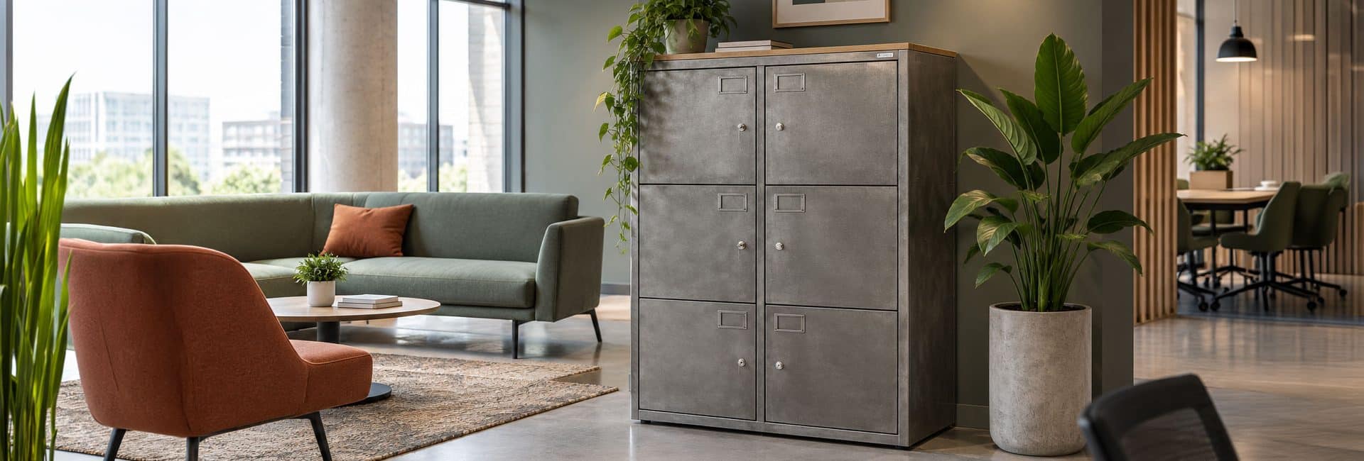 Industrial style office lockers