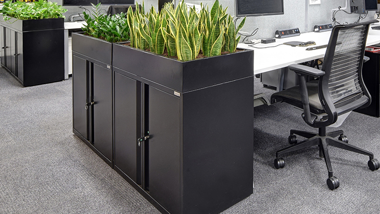 Office Cupboard Storage with Planter