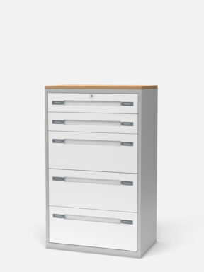 Mid Height Drawer Storage with Multi-Depth Drawers