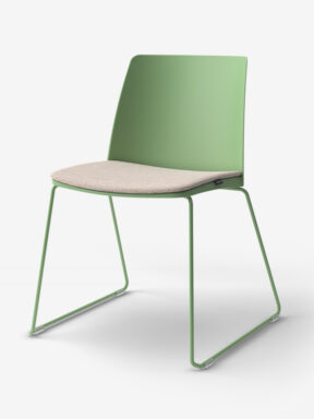 Tonez chair with skid base and upholstered seat pad