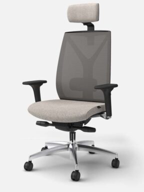 Actualize mesh back back desk chair with 4D aluminium stem arms, base & upholstered headrest