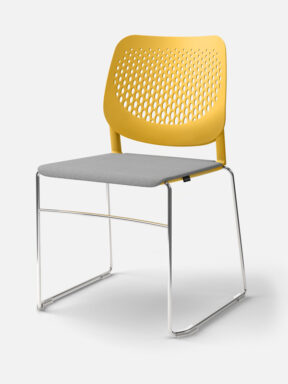 One-Shot skid base chair in Mustard Yellow