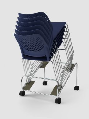 Stacking office chairs and trolley