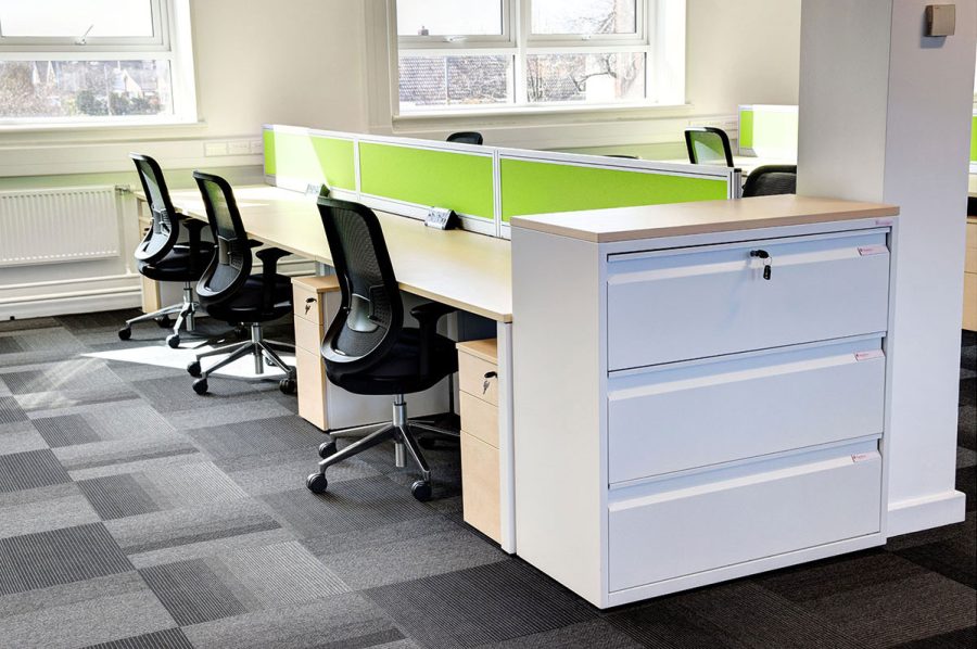 Office desks with desk screens