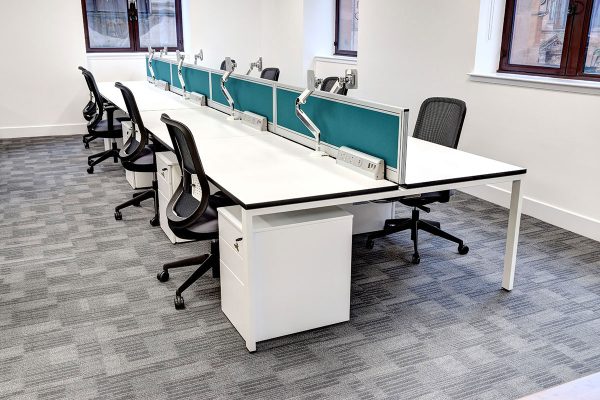 Flexiform Pico Back to Back Desk 8P White Black Edging