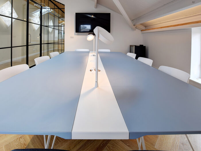 meeting table with power and lighting