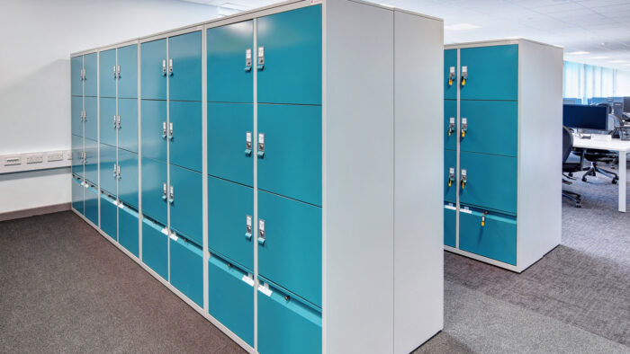 Turquoise office lockers