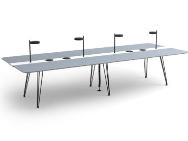 large office meeting table with task lights