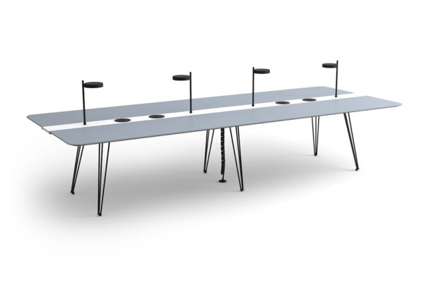 large office meeting table with task lights