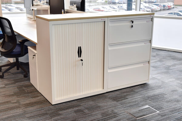 office tambour storage and side filer