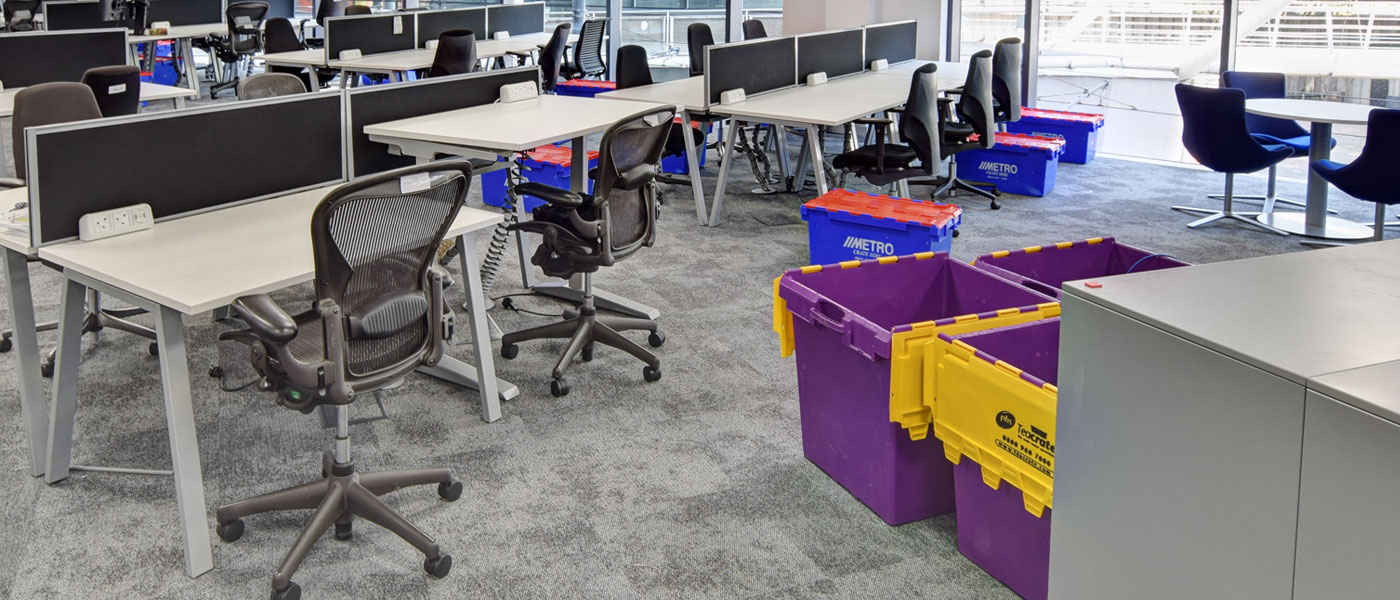 Office storage crates for office relocation and storage