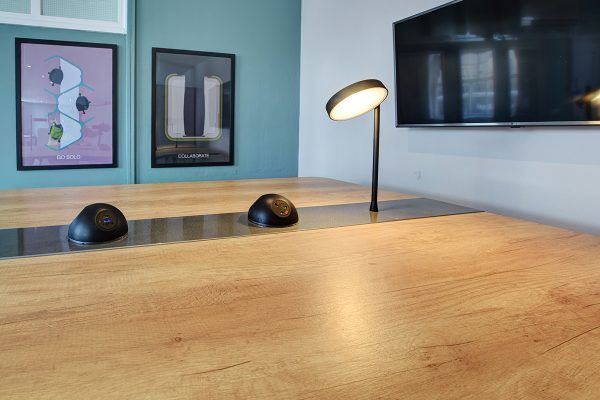 Office table with task lights