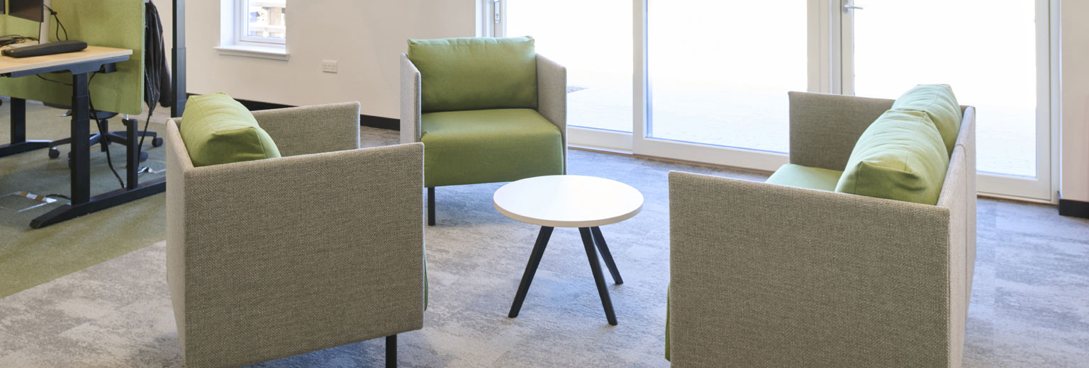 Cote office armchair and matching office sofa