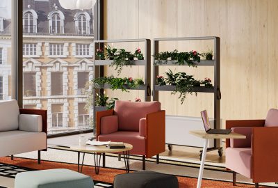 Hoop office planters on wheels