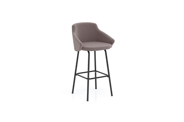 Astra Office Stool, Metal Base, Back & Arms