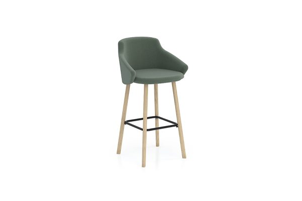 Astra Office Stool, Wood Base, Back & Arms