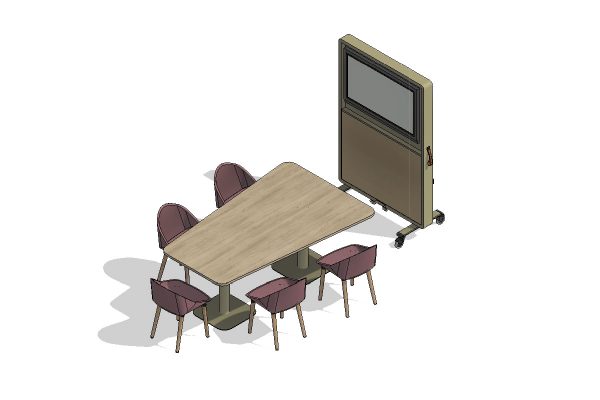 Video Conferencing & Presentation Set-Up featuring Hoop, Additions Pedestal Table & Papillon