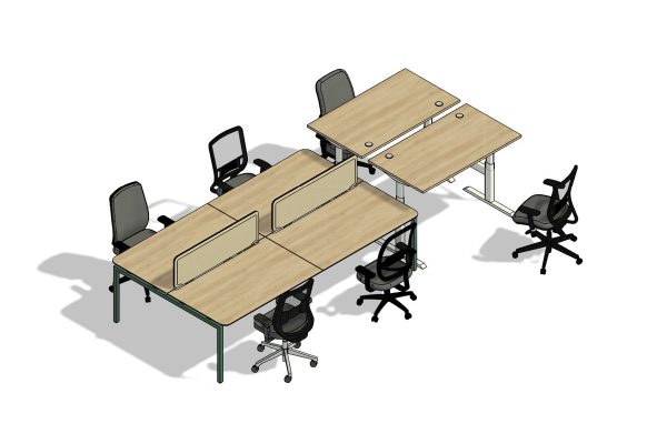 A-Up & Meira 6 Person Desk Configuration