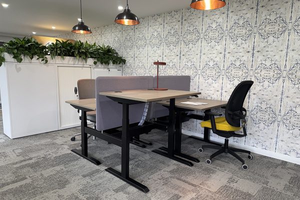 A-Up Height Adjustable Desk & Aero Screens in Scotland Showroom