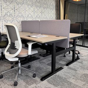 A-Up Height Adjustable Bench Desk & Aero Screens in Scotland Showroom