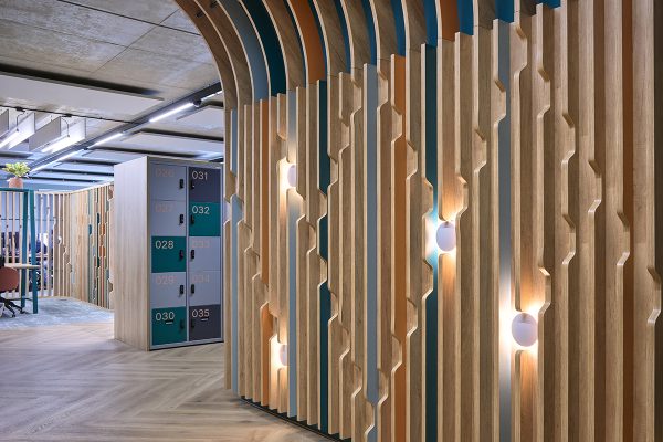 Bespoke Freestor Accent Office Lockers with Vinyl Numbers & Cladding
