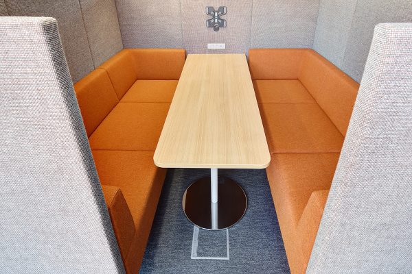 Inside an office meeting booth