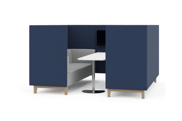 Fence 6 Person Office Booth, Wooden Legs