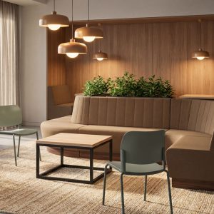 Velo Curved Modular Banquette Seating with Office Planters