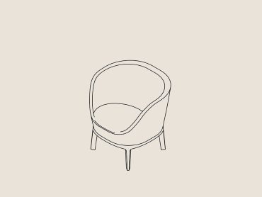 Dixi Low Back Tub Chair, Wood Legs