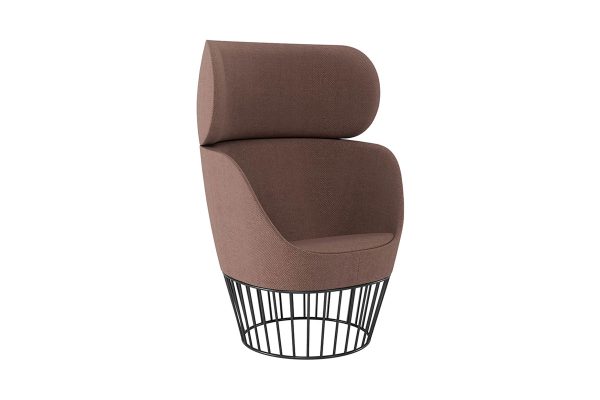 Dixi High Back Lounge Chair, Wire Cage Base