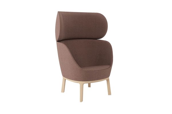 Dixi High Back Lounge Chair, 4 Wooden Legs