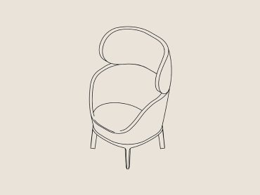 Dixi Wing Back Lounge Chair, Wood Legs