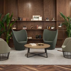 Dixi Wing Back Lounge Chairs with Upholstered Base & Low Back Tub Chairs with Wire Base