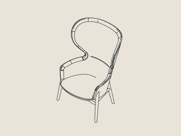 Hygge high back lounge chair with 4 oak legs