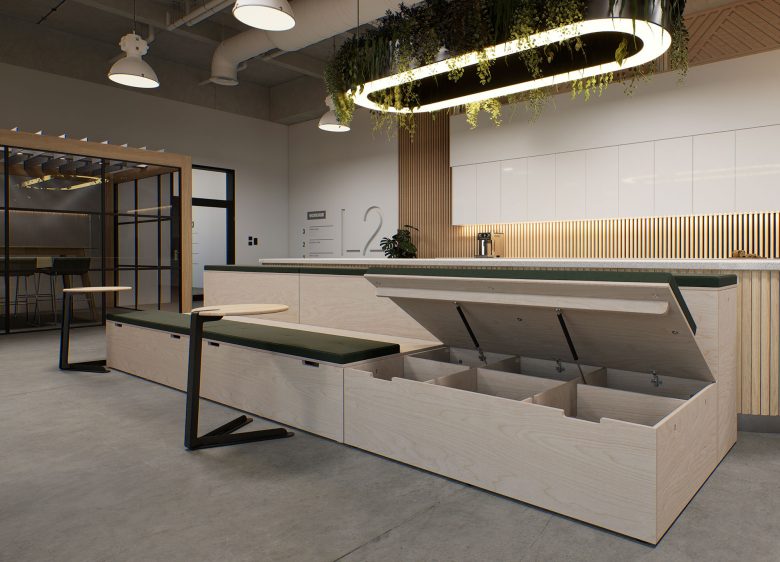 UK made platform seating with storage