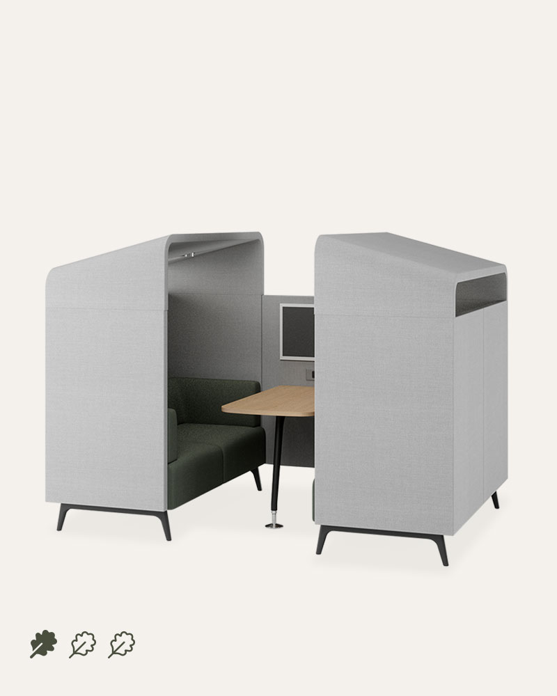 Trysts office booth with overhead canopy