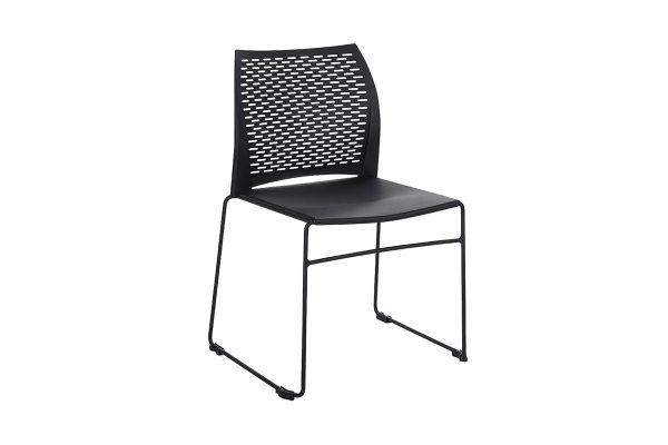Xpresso Stacking office Chair, Perforated Back, All Black