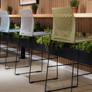 Xpresso Perforated Office Stools, Black Skid Base