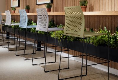 Xpresso Perforated Office Stools, Black Skid Base