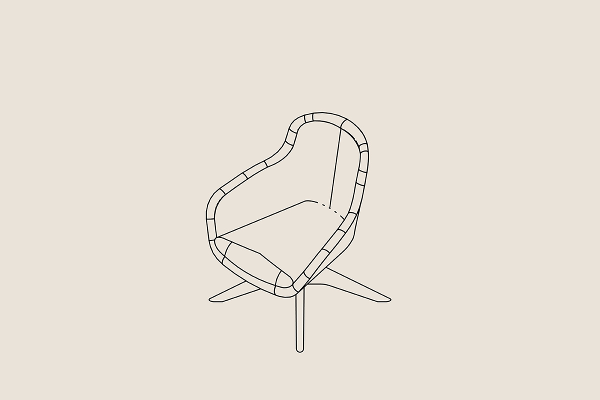 Arden office lounge chair with raised wood swivel base