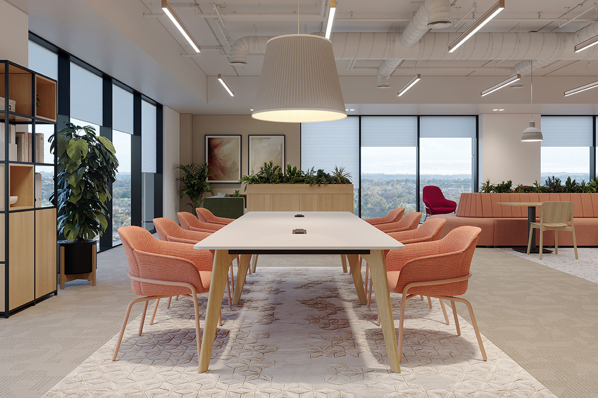 Collaborative Furniture - Wooden table and collaborative chairs