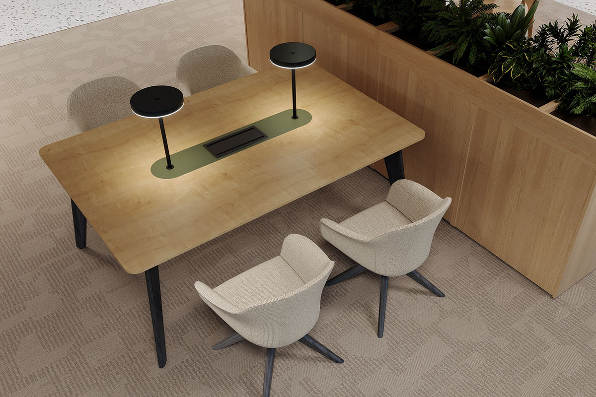 Grain Office Work Table with Task Lights