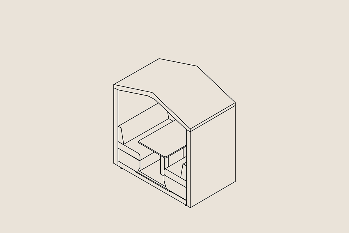 4 person meeting pods with back panel
