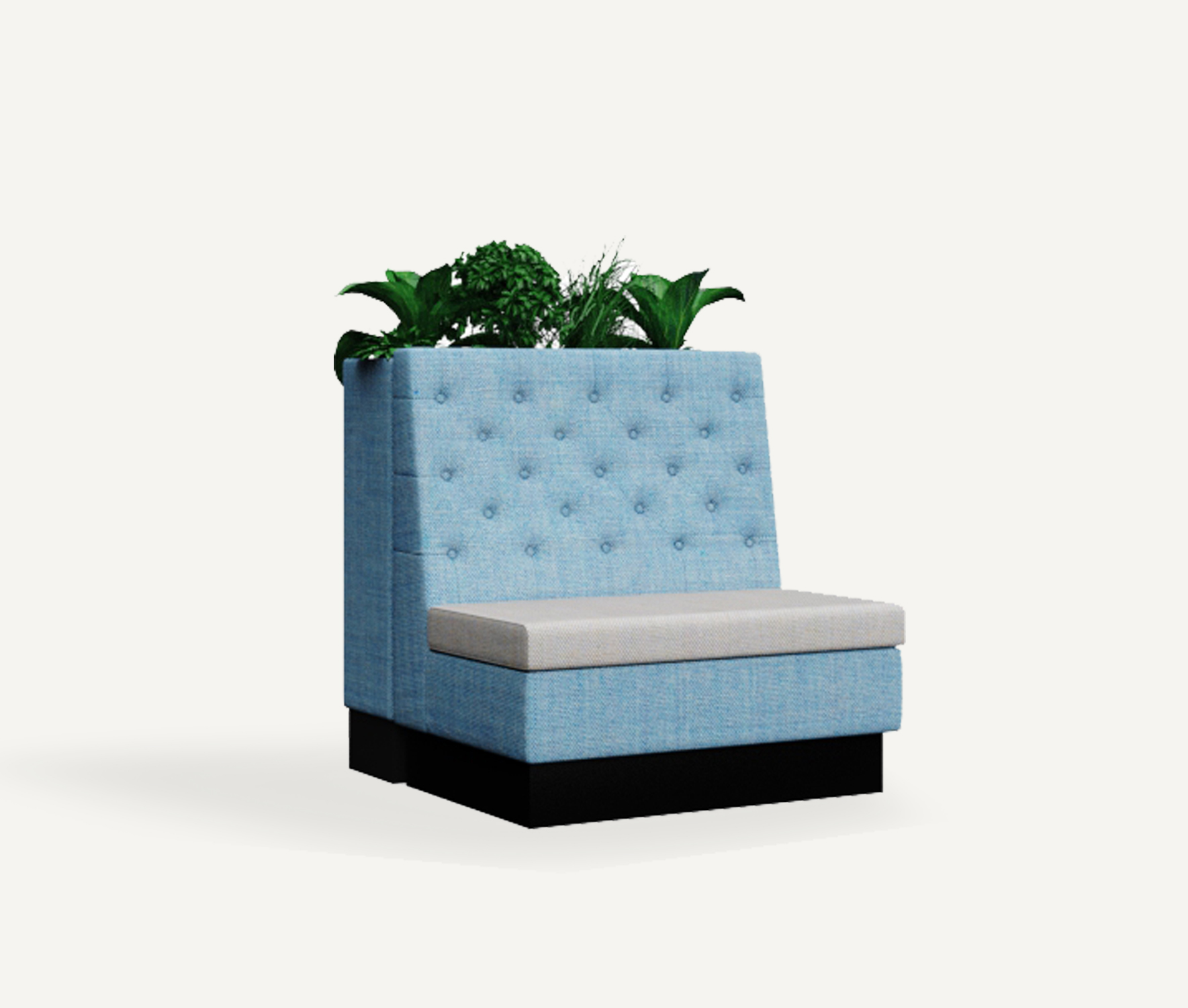 Casper banquette sofa with planting