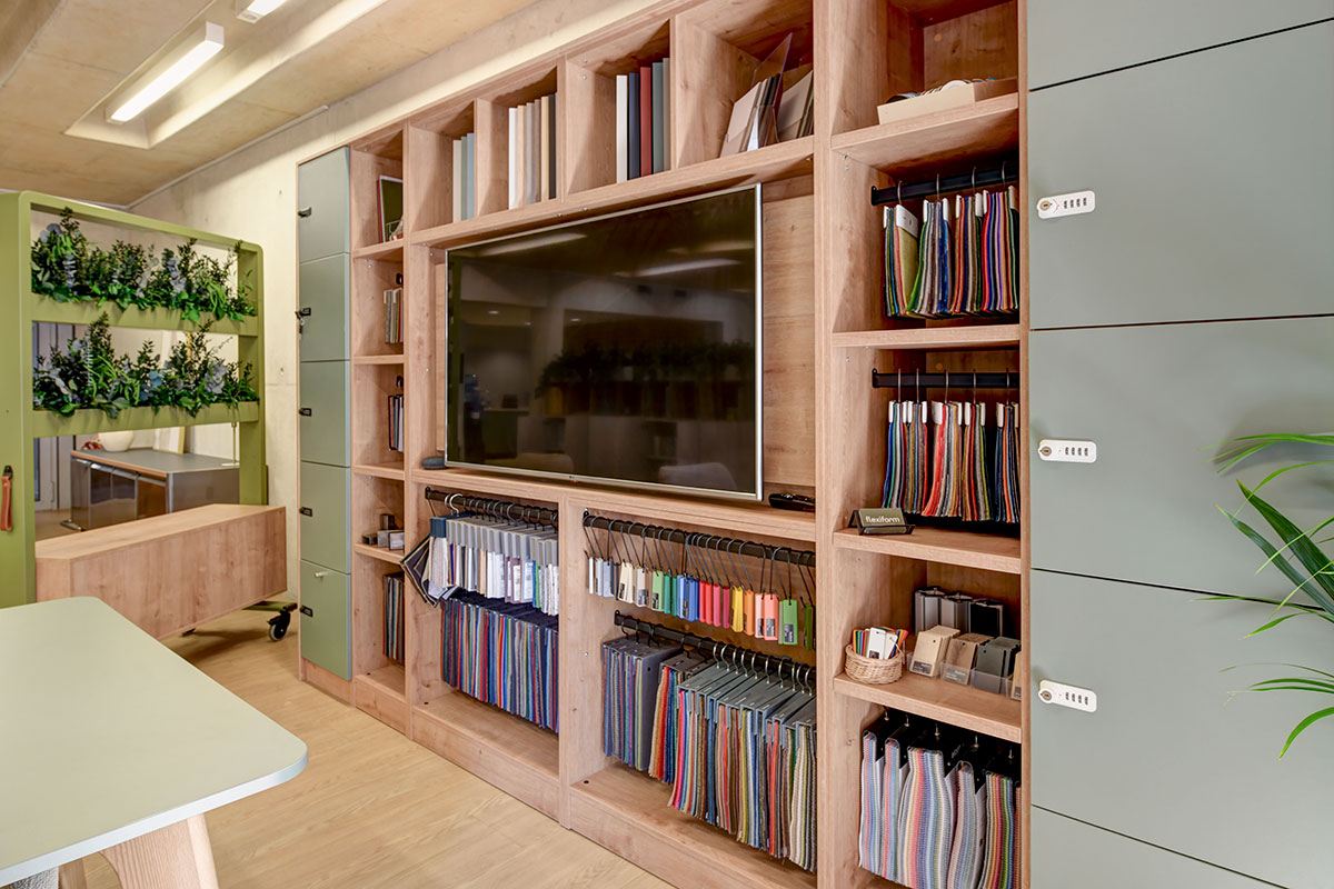 Match Media Storage Wall with Locker Storage