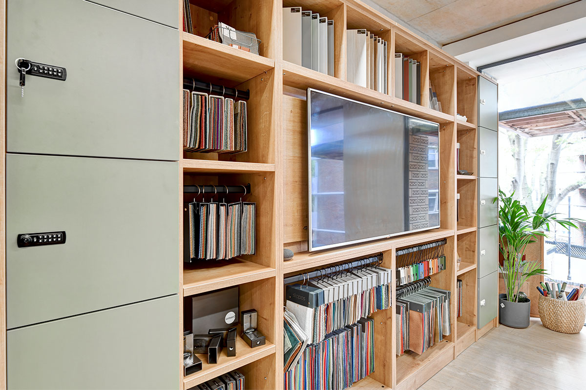Match Media Unit, Display Shelf and Lockers at London Showroom
