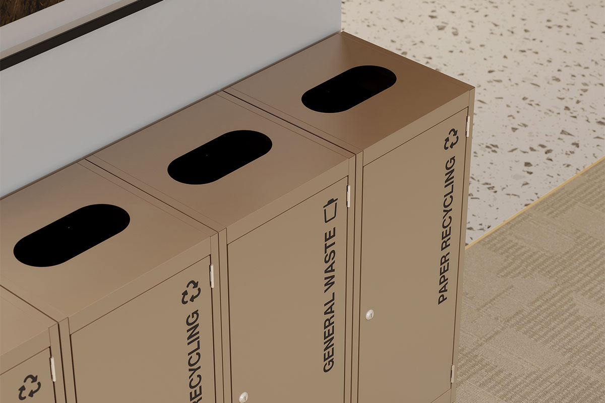 Office Recycling bins with top view