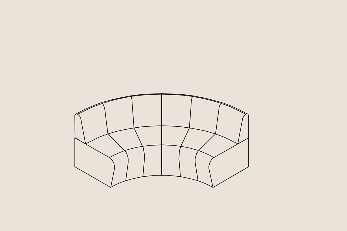 Terry concave curved banquette sofa